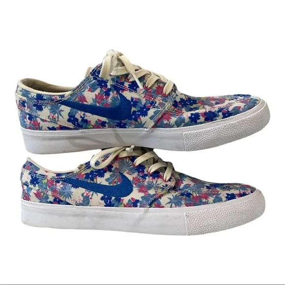 Nike-SB Janoski Canvas RM - Men’s Sneaker, Blue White Floral, Unique  Sz 8 - Picture 2 of 9